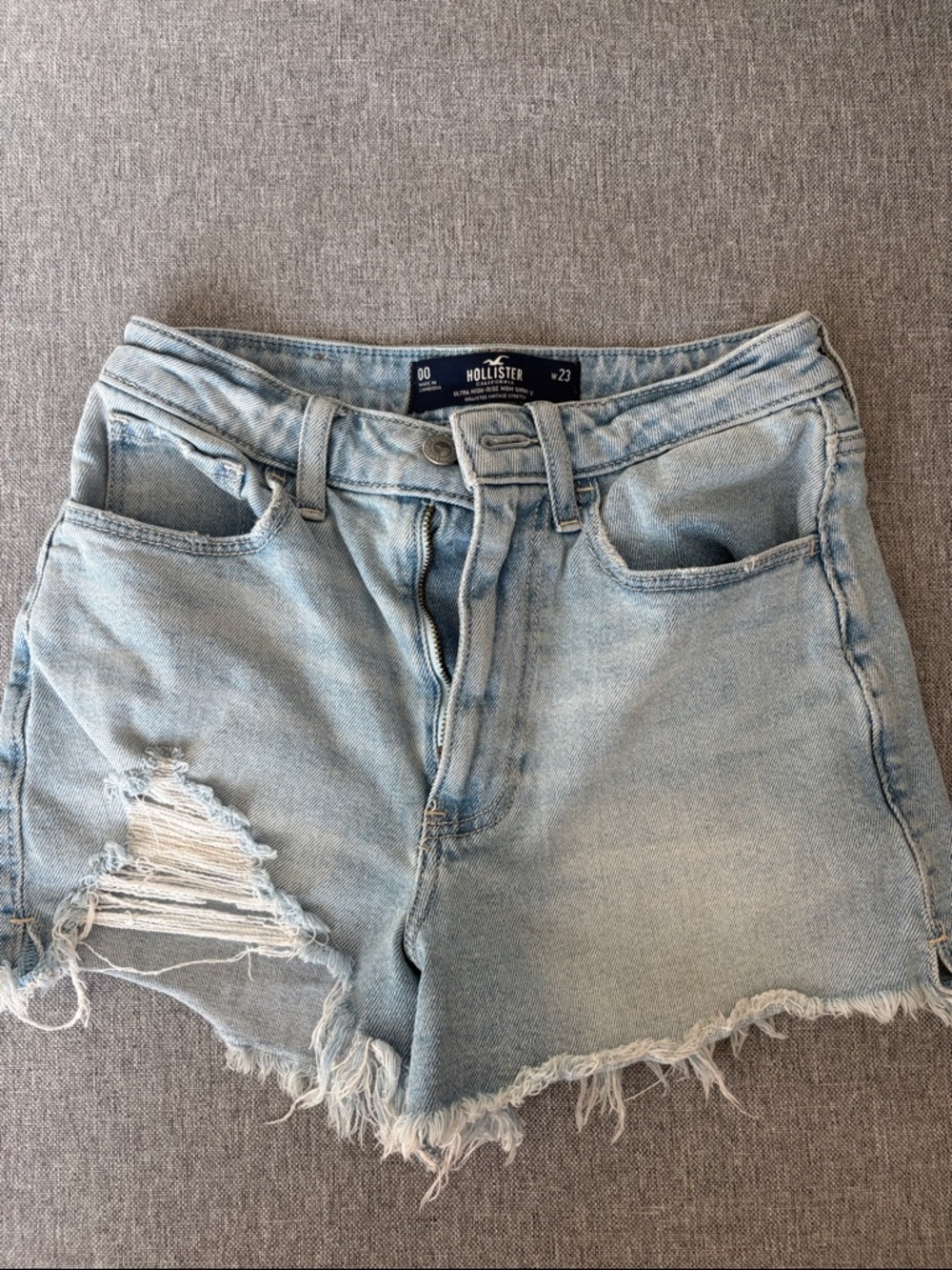 Hollister Light Blue Distressed Cutoff Denim Shorts